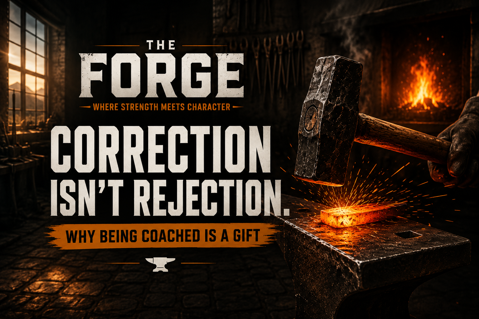 Correction isn't rejection — a blacksmith hammering steel as a metaphor for coaching, feedback, and character development.